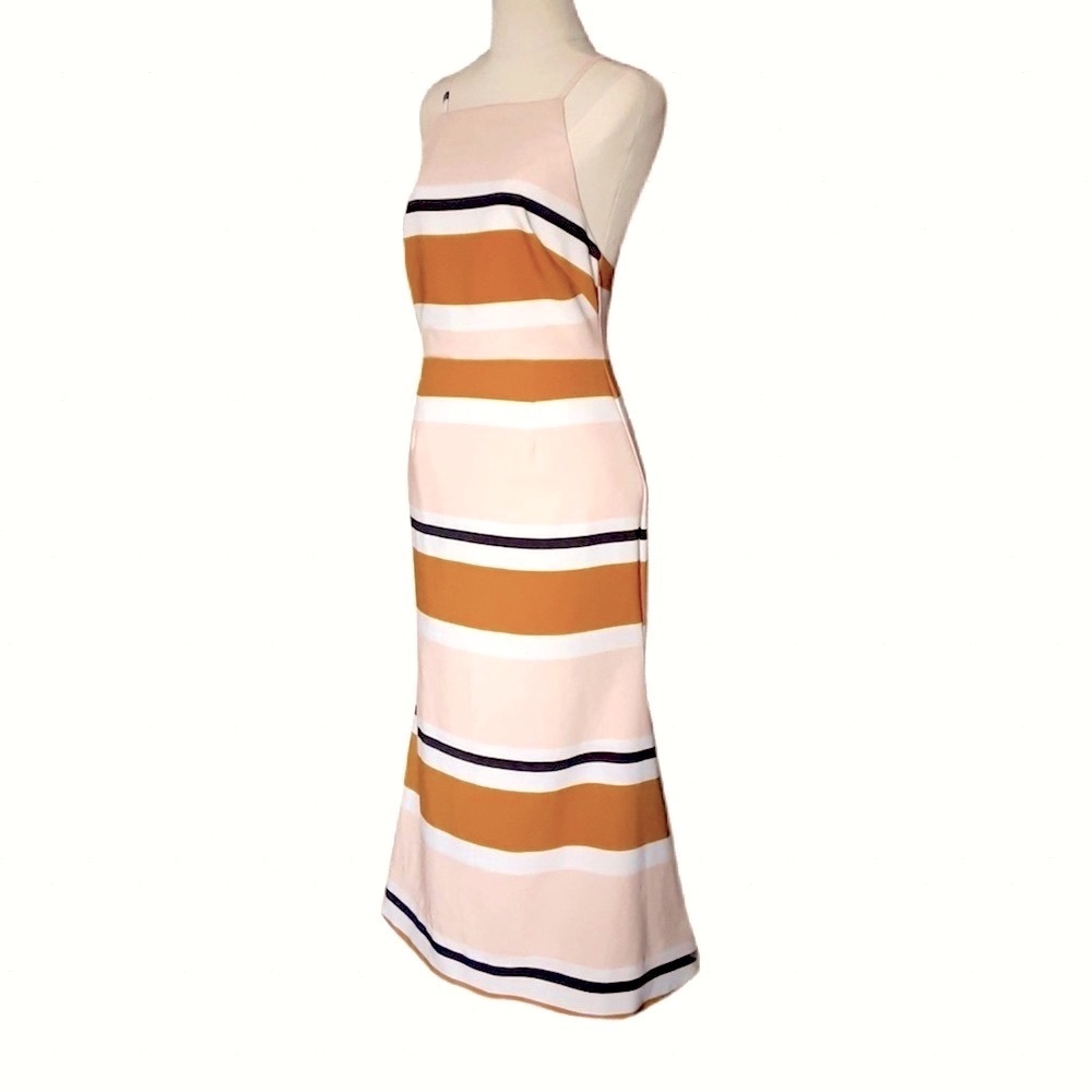 PASDUCHAS Striped Fit and Flared Midi Dress - Picture 4 of 9